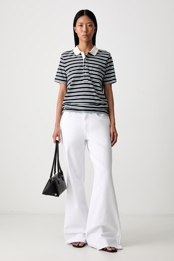 A.P.C. courtes rayee GOTS polo bawełniane damskie COHMZ.F26572 granatowy AW26