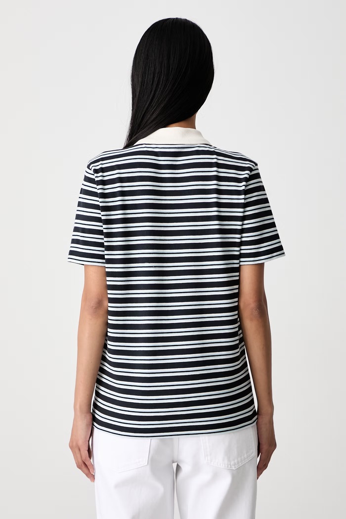Odzież A.P.C. courtes rayee GOTS polo bawełniane damskie COHMZ.F26572 granatowy