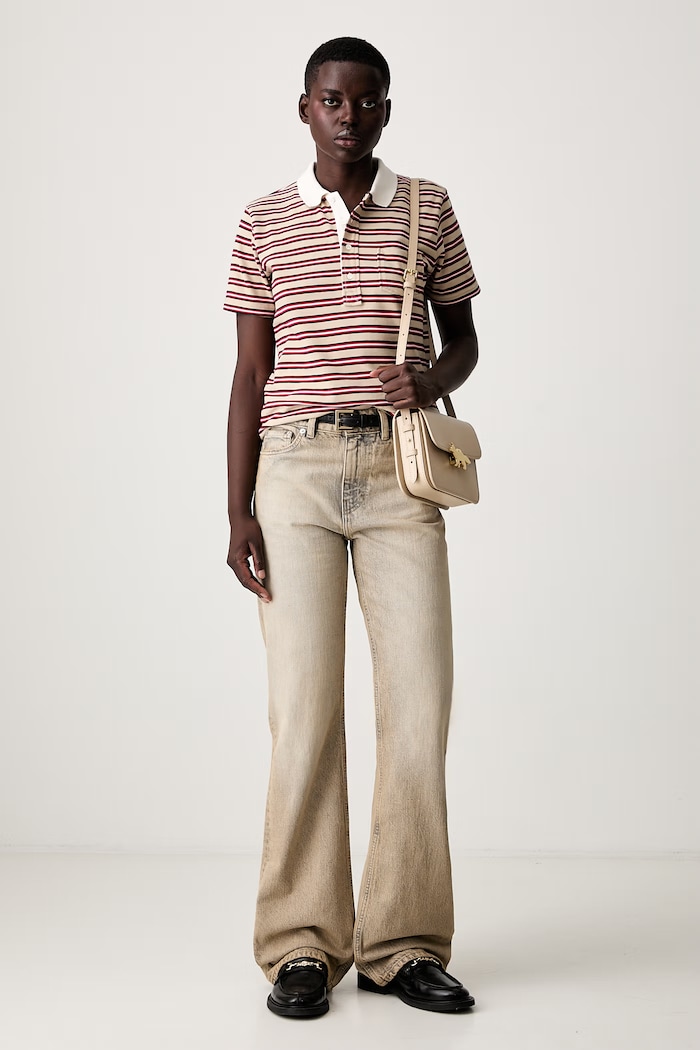 A.P.C. courtes rayee GOTS polo bawełniane damskie COHMZ.F26572 beżowy AW26