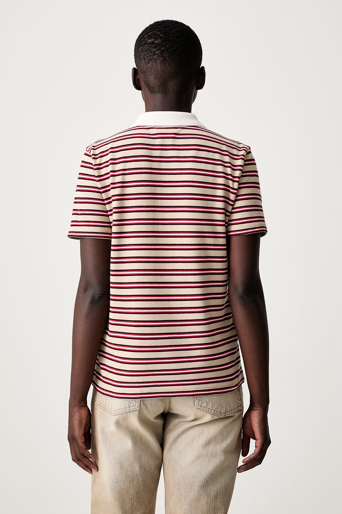 Odzież A.P.C. courtes rayee GOTS polo bawełniane damskie COHMZ.F26572 beżowy