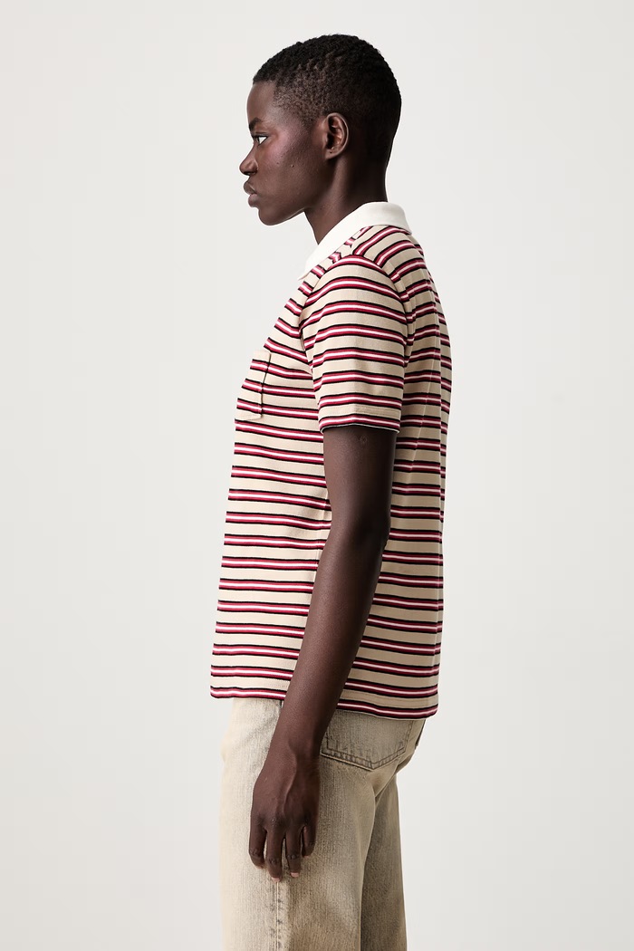 A.P.C. courtes rayee GOTS polo bawełniane damskie beżowy COHMZ.F26572