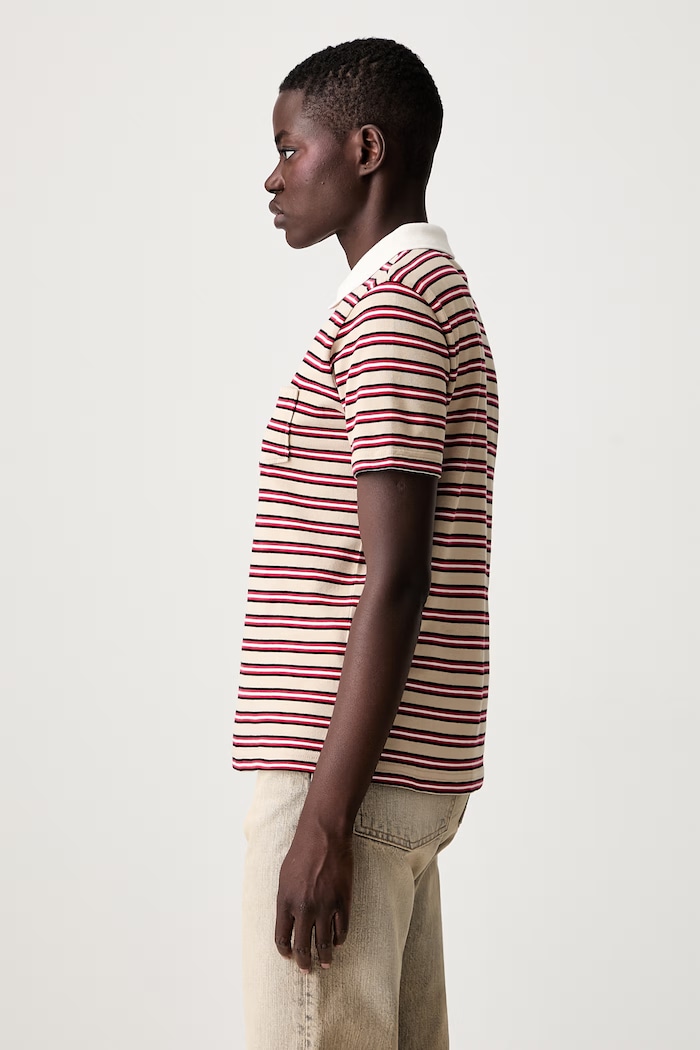 A.P.C. courtes rayee GOTS polo bawełniane damskie beżowy COHMZ.F26572