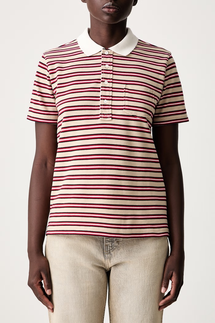 A.P.C. courtes rayee GOTS polo bawełniane damskie COHMZ.F26572 beżowy