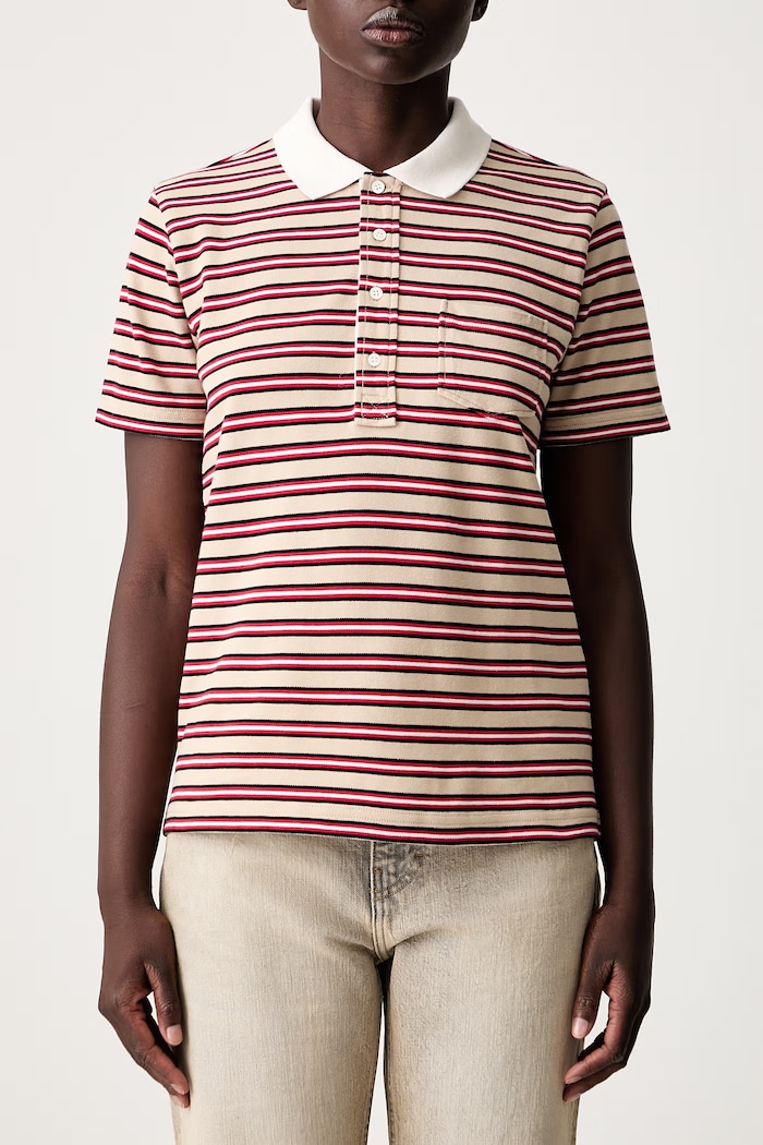 A.P.C. courtes rayee GOTS polo bawełniane damskie COHMZ.F26572 beżowy