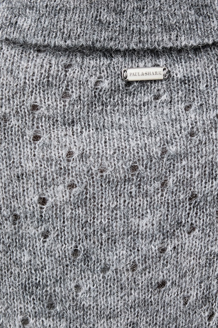 Sweter z krótkim rękawem damski z wełną alpaki Paul&Shark szary 16351106