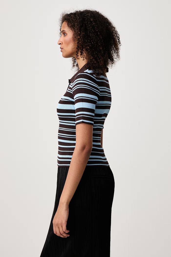 Anja Ribbed polo swetrowe damskie z bawełną Axel Arigato A4161001 brązowy