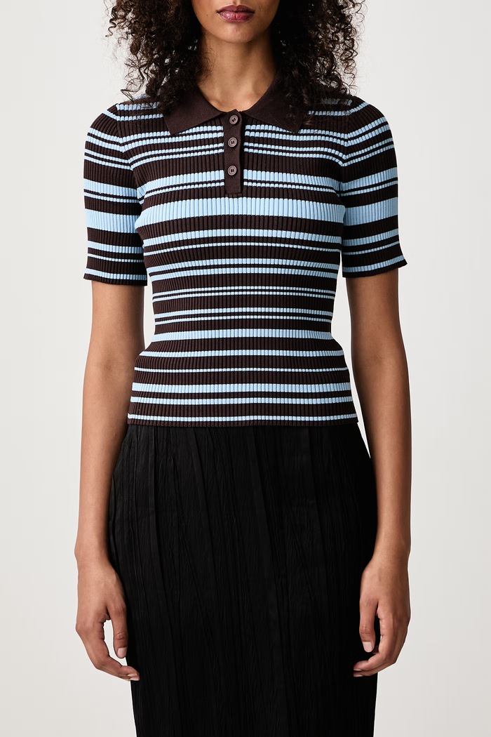 Anja Ribbed polo swetrowe damskie z bawełną Axel Arigato brązowy A4161001
