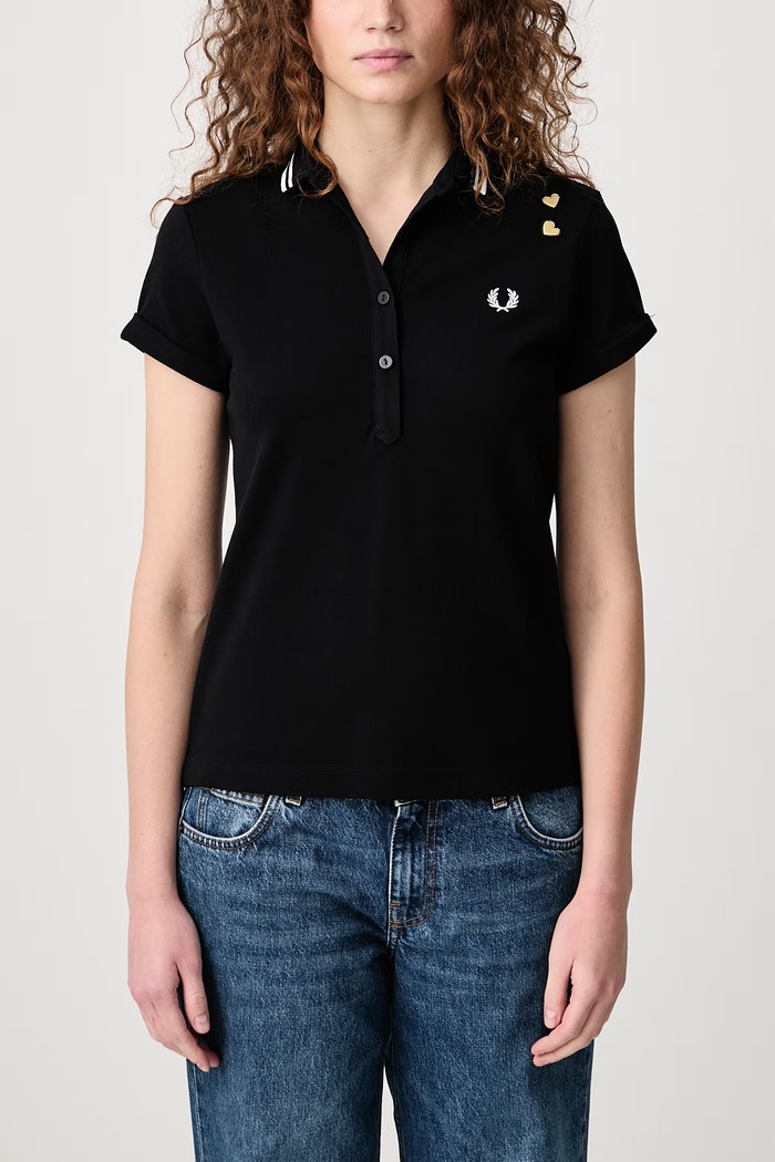 Polo damskie bawełniane Fred Perry czarny SG3125.102