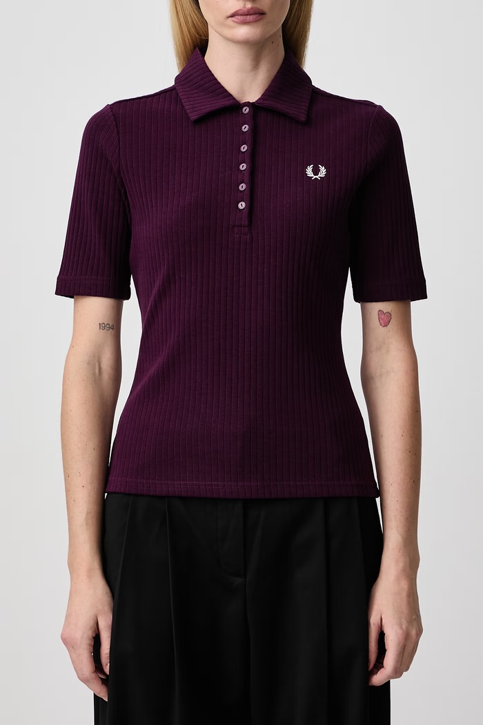 Polo damskie z bawełną Fred Perry fioletowy G3162.37C