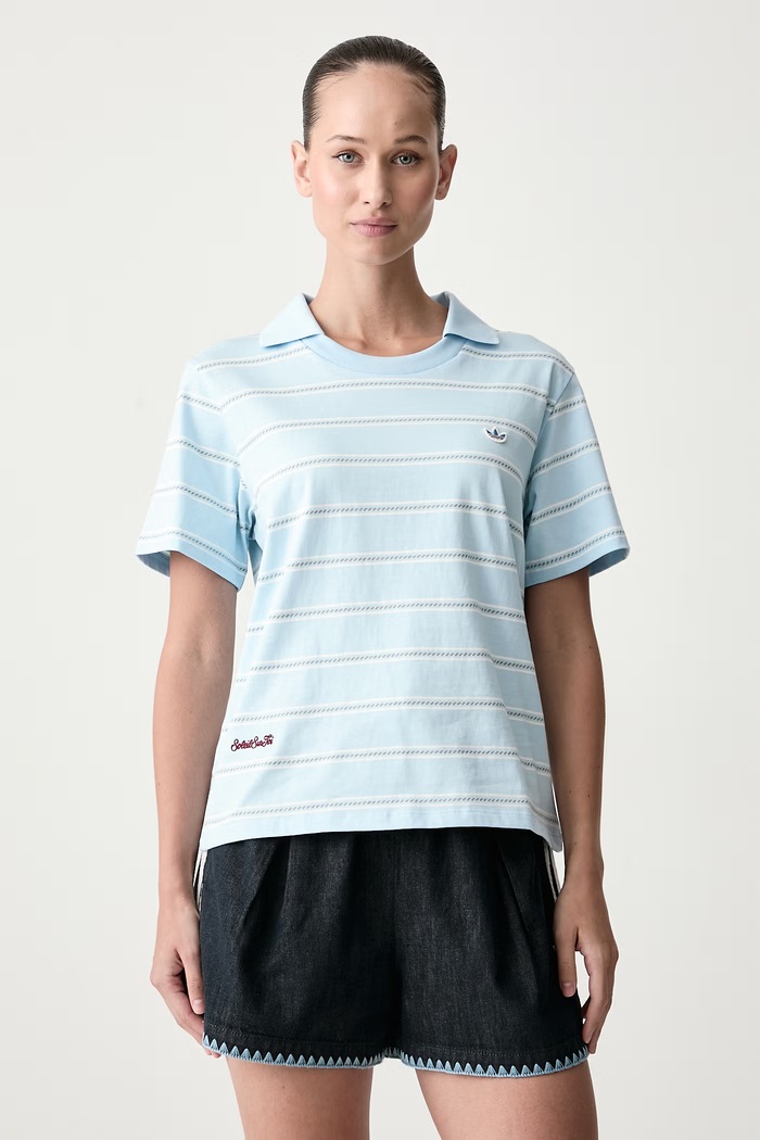 adidas Originals Поло жіноче бавовняне Resort блакитний KX0740