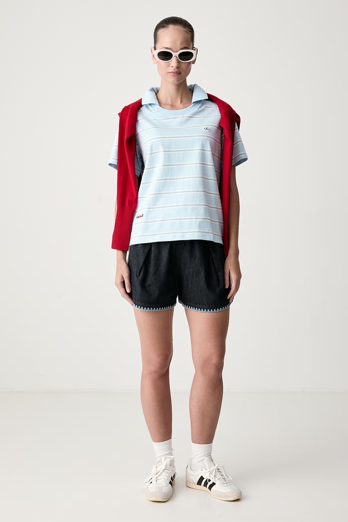 adidas Originals Поло жіноче бавовняне Resort KX0740 блакитний AW26