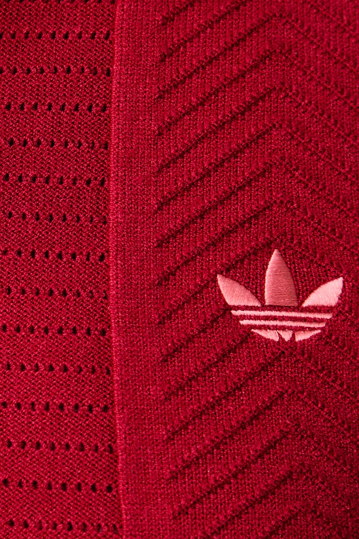Polo swetrowe damskie z wiskozą Cable Knit adidas Originals czerwony KR7060