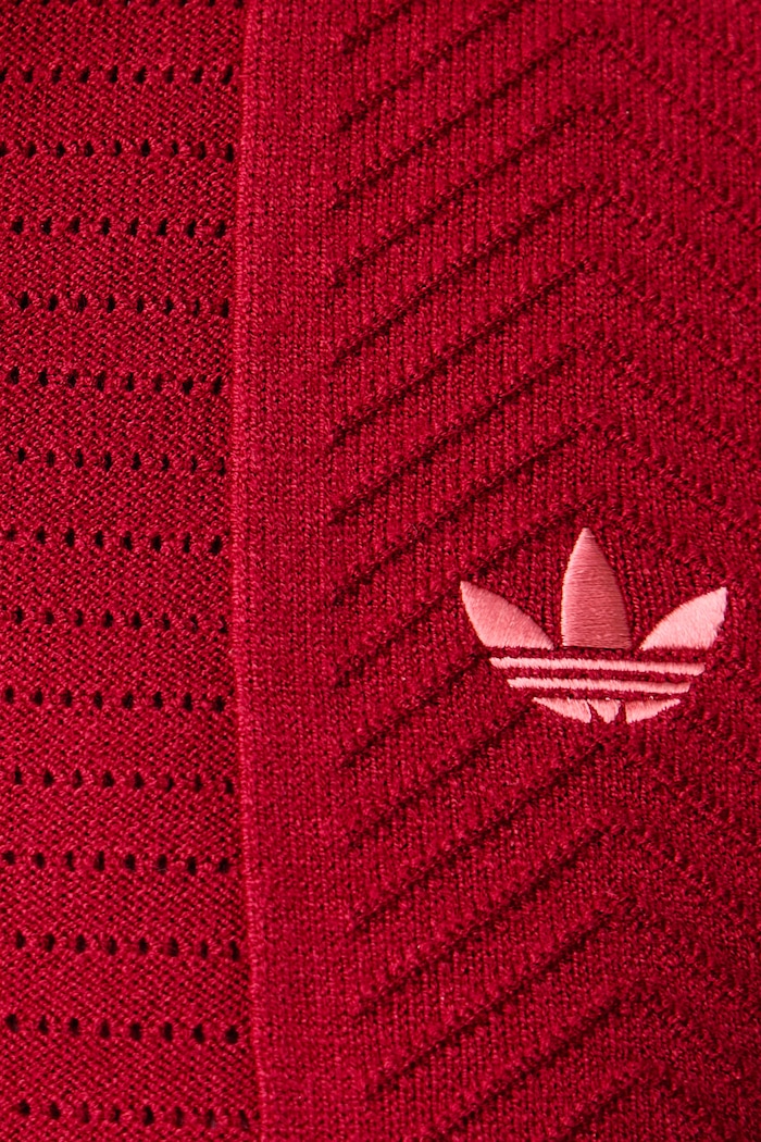 Polo tricotat pentru femei cu vâscoză Cable Knit adidas Originals rosu KR7060