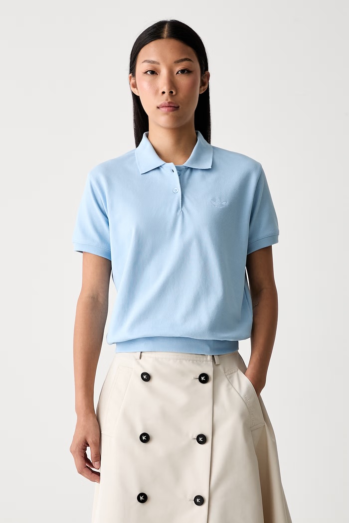 adidas Originals polo damskie z bawełną niebieski KT7992