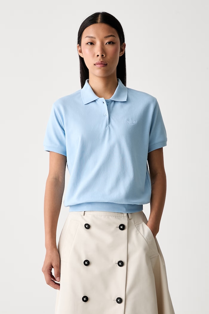 adidas Originals polo damskie z bawełną niebieski KT7992