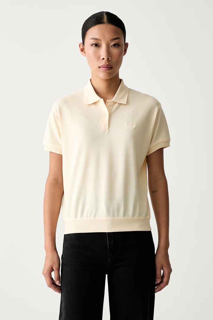 adidas Originals polo damskie z bawełną beżowy KT7991