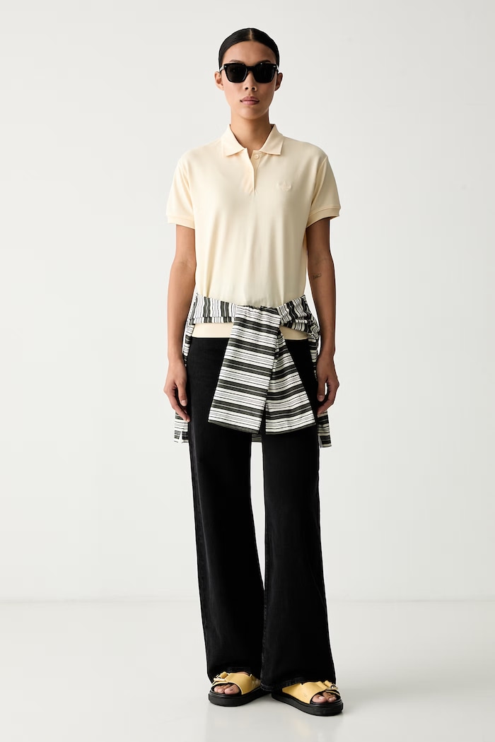adidas Originals polo damskie z bawełną KT7991 beżowy AW26