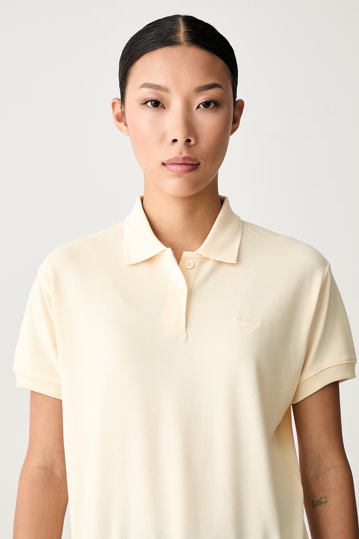adidas Originals polo damskie z bawełną beżowy KT7991