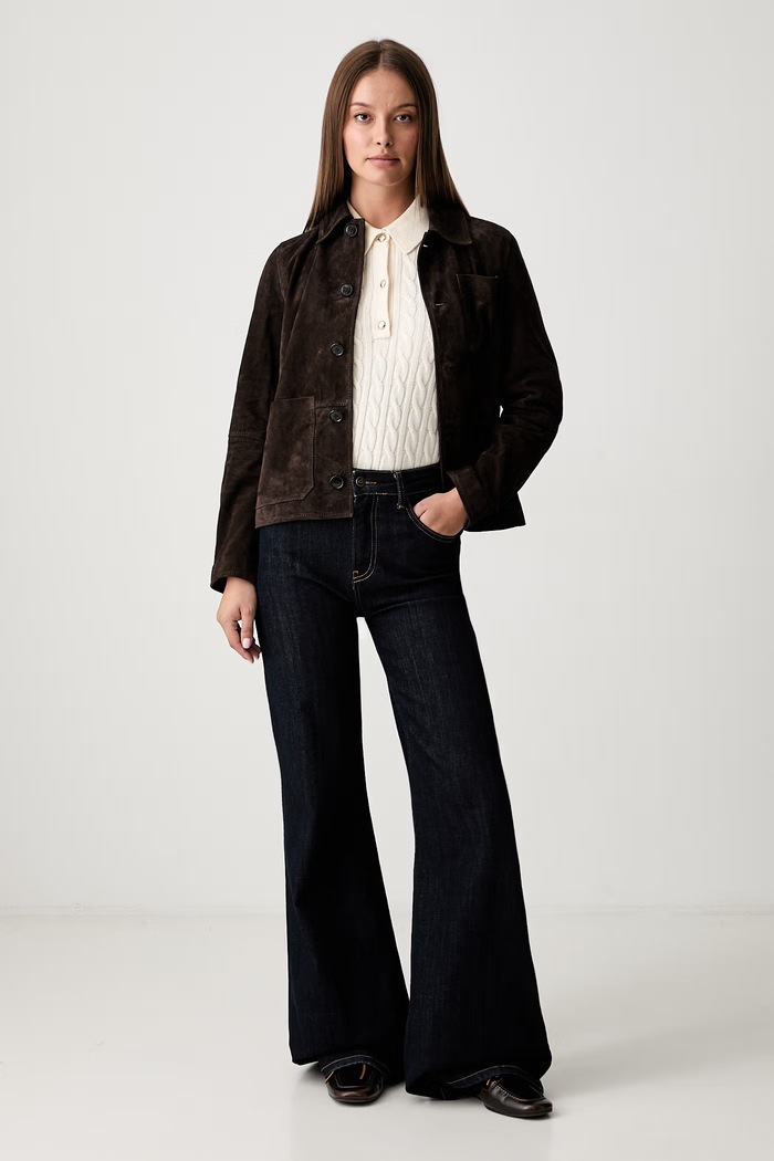 Joop! sweter z krótkim rękawem damski z wełną 30104317 beżowy AW26
