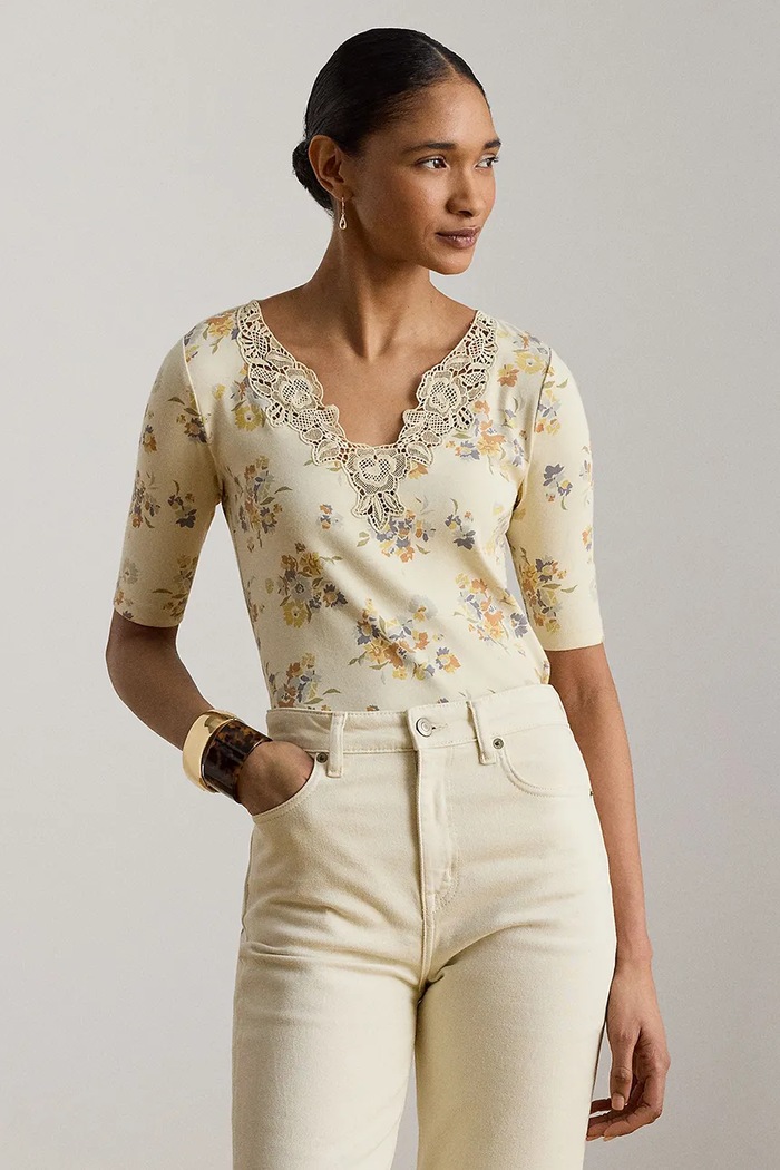 Lauren Ralph Lauren polo damskie z bawełną beżowy 200P13913