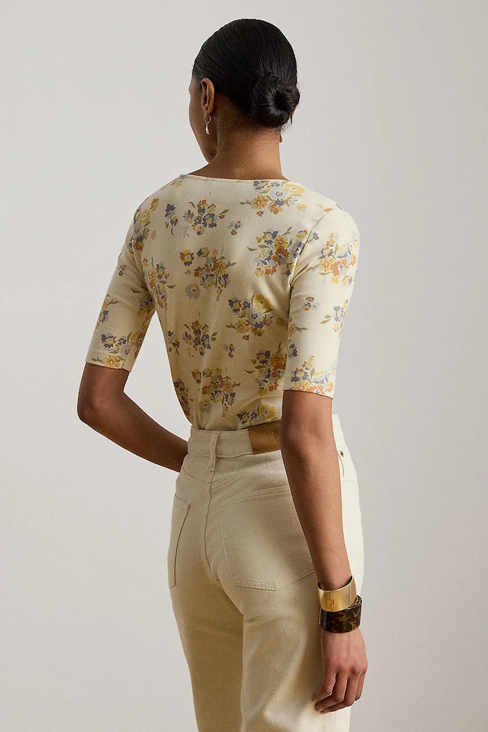 Lauren Ralph Lauren polo damskie z bawełną 200P13913 beżowy AW26