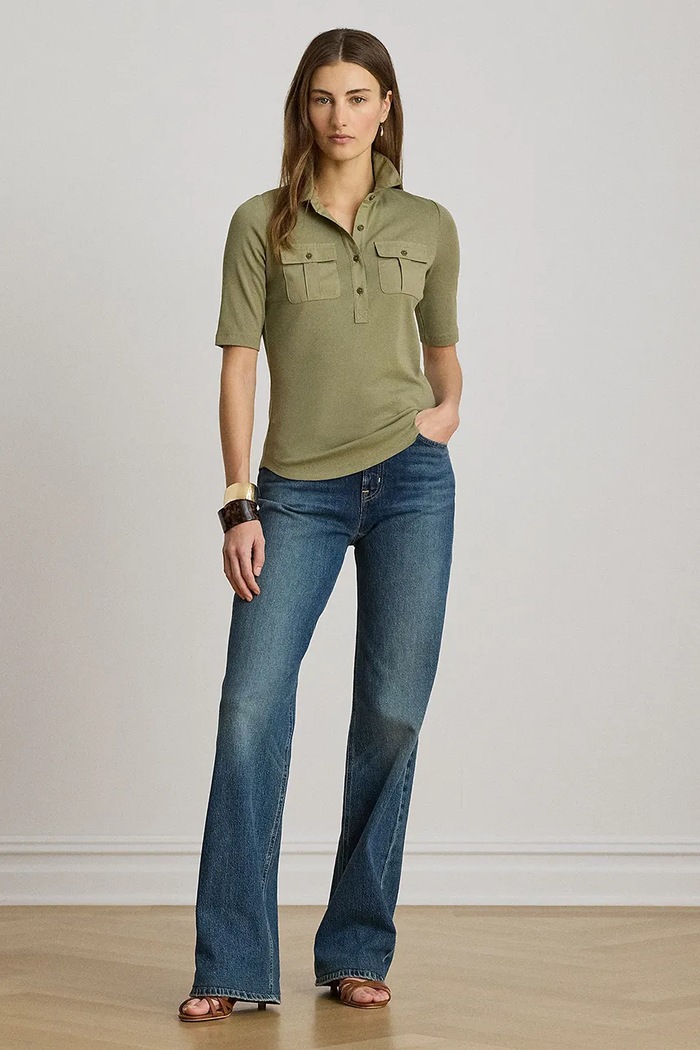 Lauren Ralph Lauren polo damskie z bawełną 200P13906 zielony