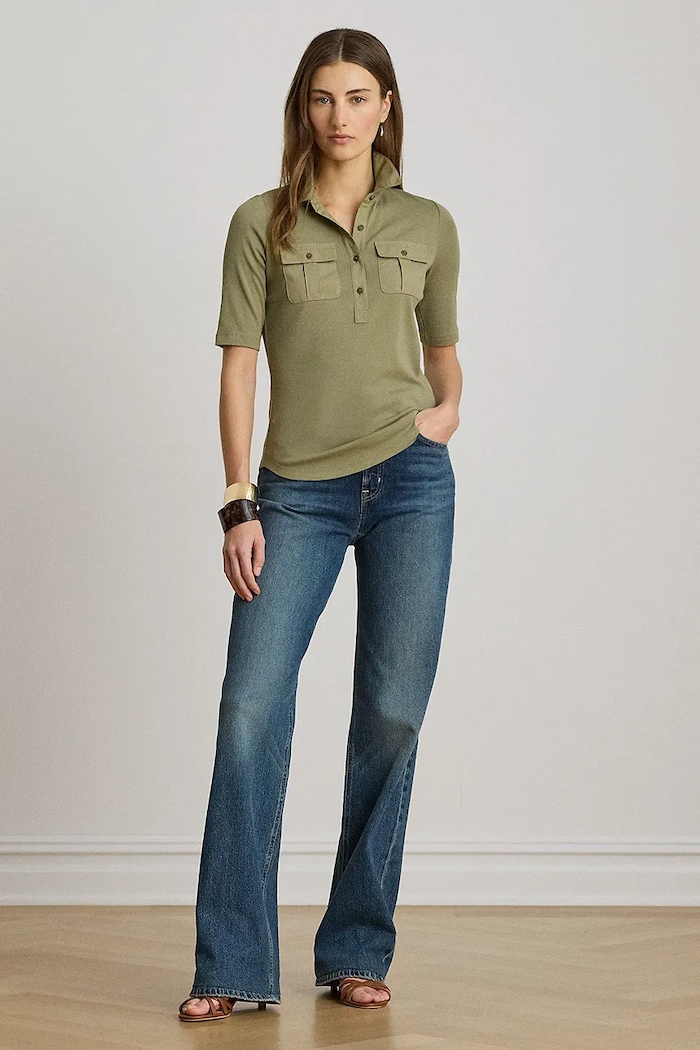 Lauren Ralph Lauren polo damskie z bawełną 200P13906 zielony