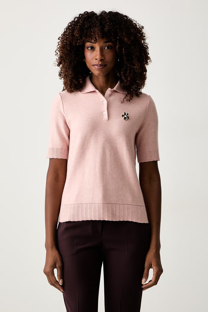 Twinset polo swetrowe damskie z wełną różowy 262LI3BBB