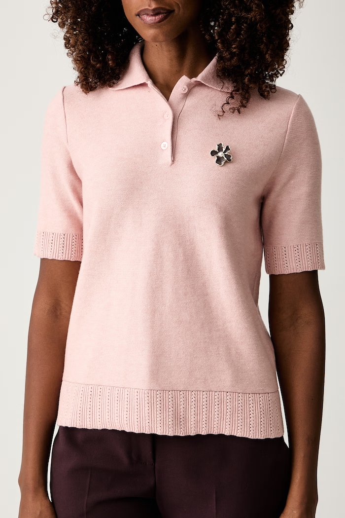Twinset polo swetrowe damskie z wełną różowy 262LI3BBB