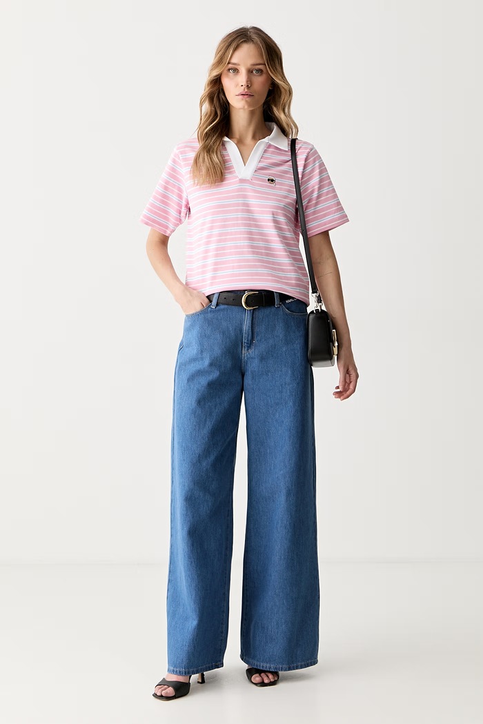 Karl Lagerfeld πόλο γυναικείο βαμβακερό IKON B3W17042 ροζ AW26