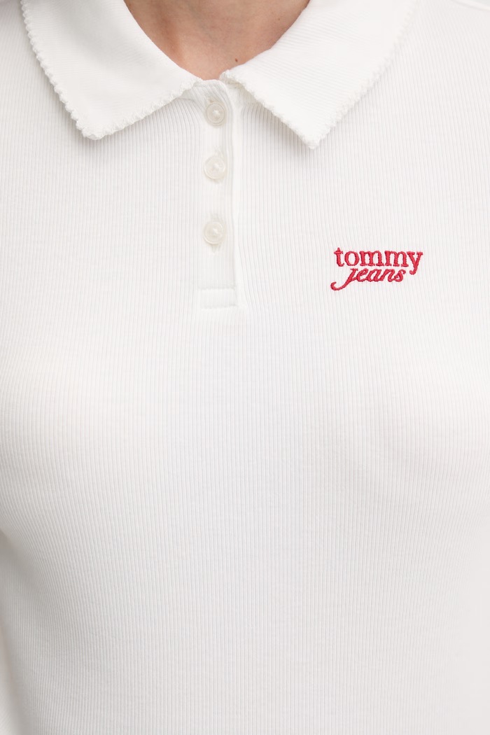 Tommy Jeans polo damskie bawełniane z elastanem DW0DW23140 biały