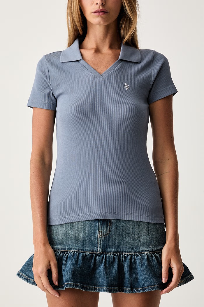 Guess Jeans polo damskie bawełniane z elastanem niebieski W6YP05.K3683