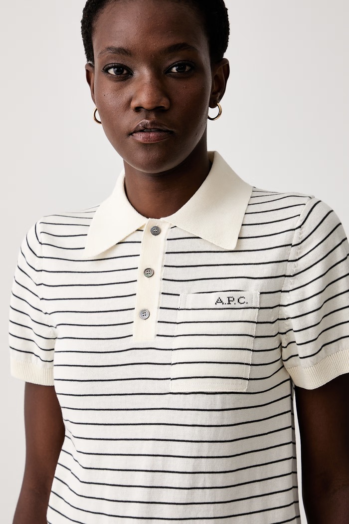 A.P.C. polo swetrowe damskie bawełniane polo aline beżowy COHLP.F23509