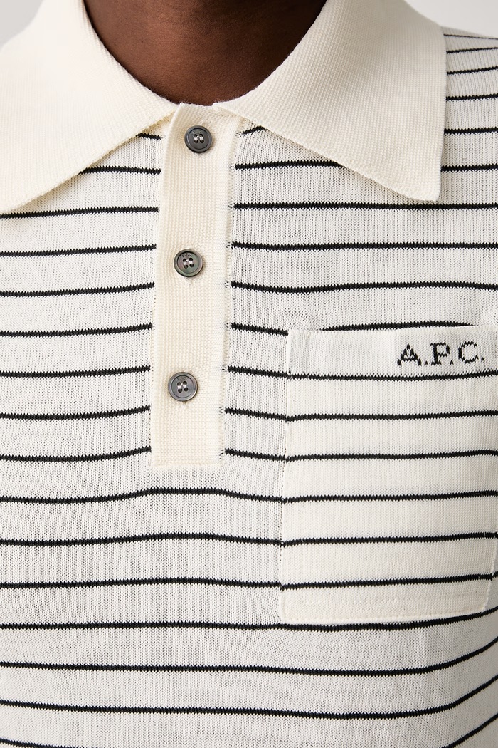 A.P.C. polo swetrowe damskie bawełniane polo aline COHLP.F23509 beżowy
