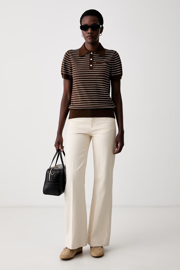 A.P.C. polo swetrowe damskie bawełniane polo aline COHLP.F23509 brązowy AW26