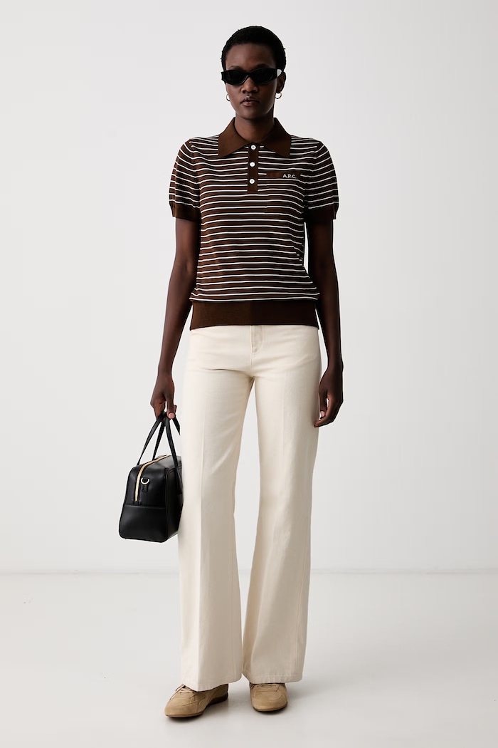 A.P.C. polo swetrowe damskie bawełniane polo aline COHLP.F23509 brązowy AW26