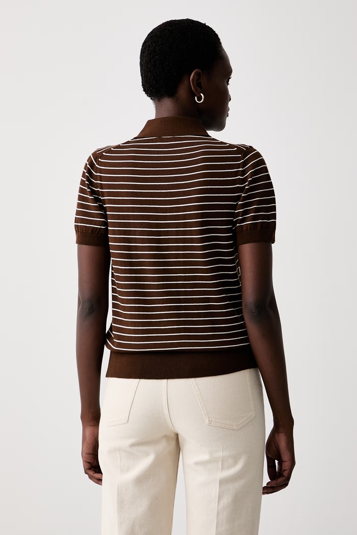Odzież A.P.C. polo swetrowe damskie bawełniane polo aline COHLP.F23509 brązowy