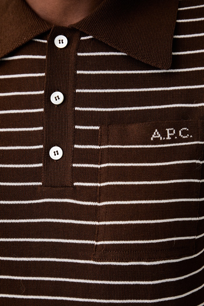 A.P.C. polo swetrowe damskie bawełniane polo aline COHLP.F23509 brązowy