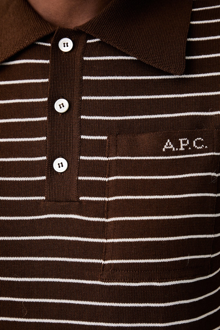 A.P.C. polo swetrowe damskie bawełniane polo aline COHLP.F23509 brązowy