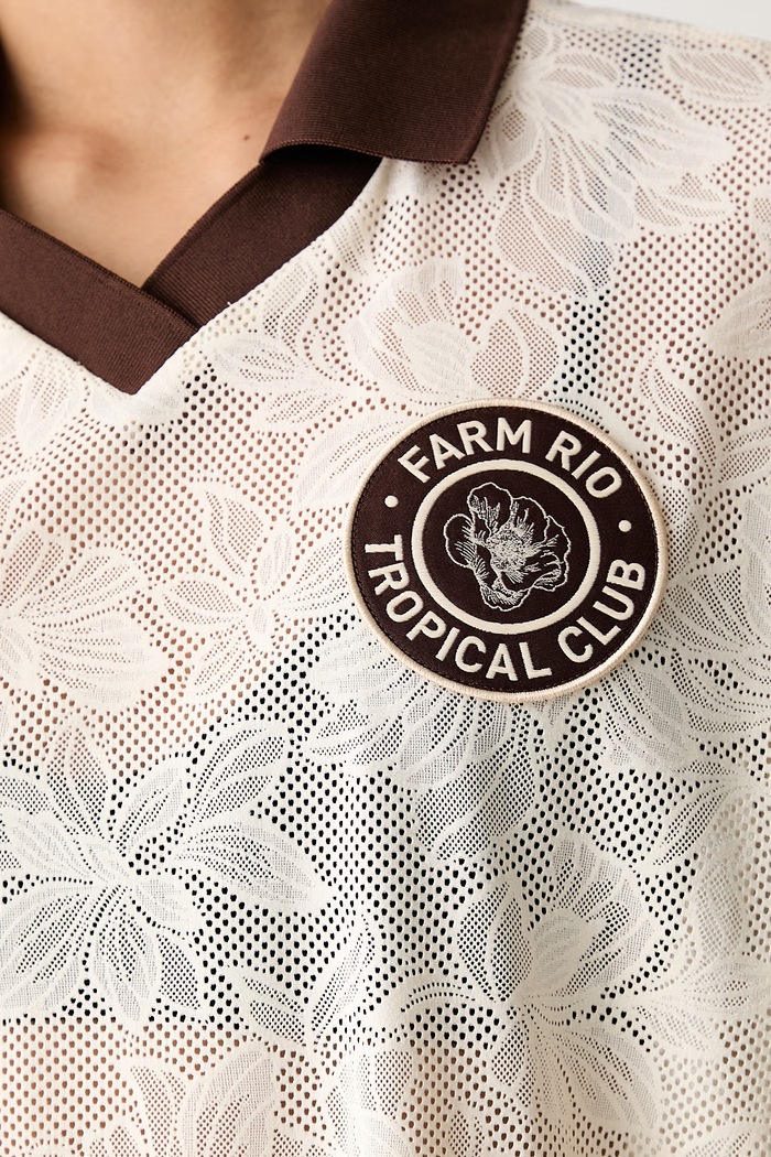adidas polo damskie ażurowe x Farm Rio KR0239 beżowy