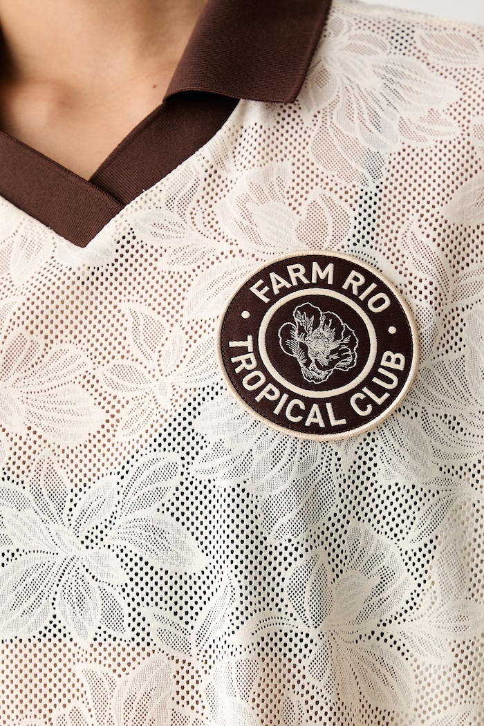 adidas polo damskie ażurowe x Farm Rio KR0239 beżowy