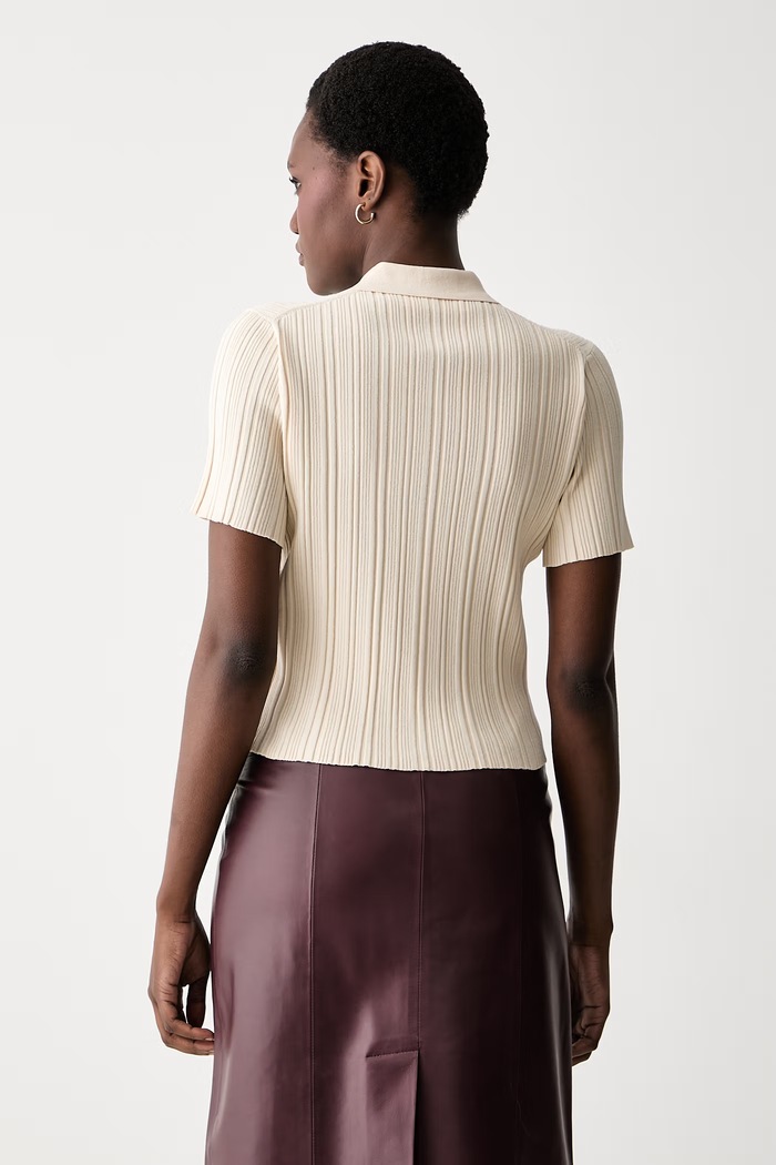Odzież Victoria Beckham sweter z krótkim rękawem damski z wiskozą 1326KTP007305A beżowy