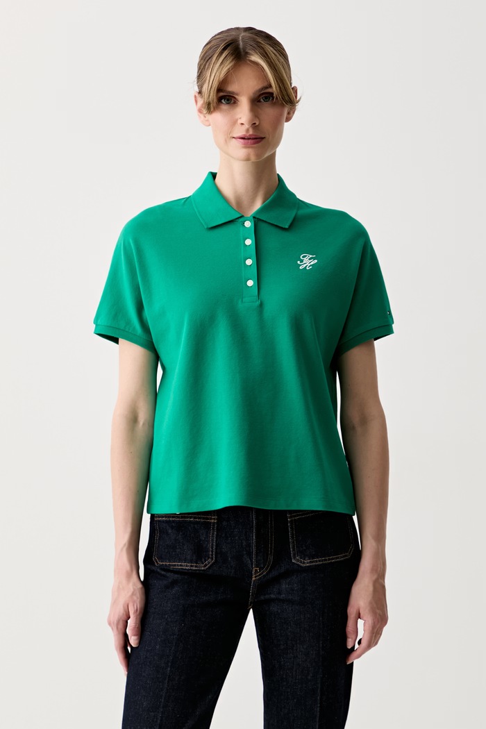 Tommy Hilfiger polo dámské s bavlnou zelená WW0WW49953