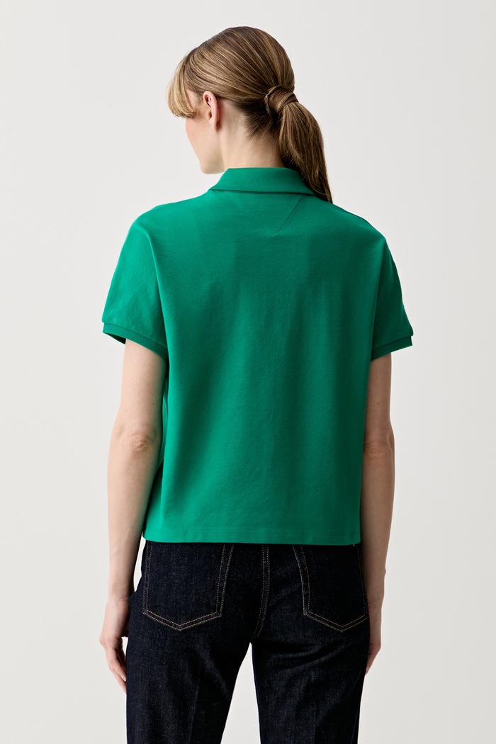 Oblečení Tommy Hilfiger polo dámské s bavlnou WW0WW49953 zelená