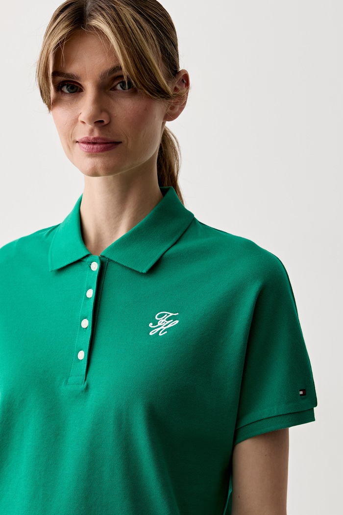 Tommy Hilfiger polo dámské s bavlnou zelená WW0WW49953