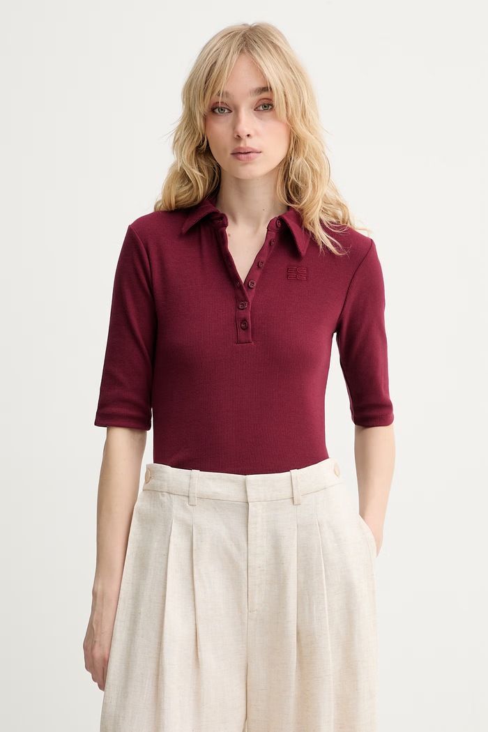 Gestuz polo dámské bavlněné s elastanem GZdrew burgundské 10910593