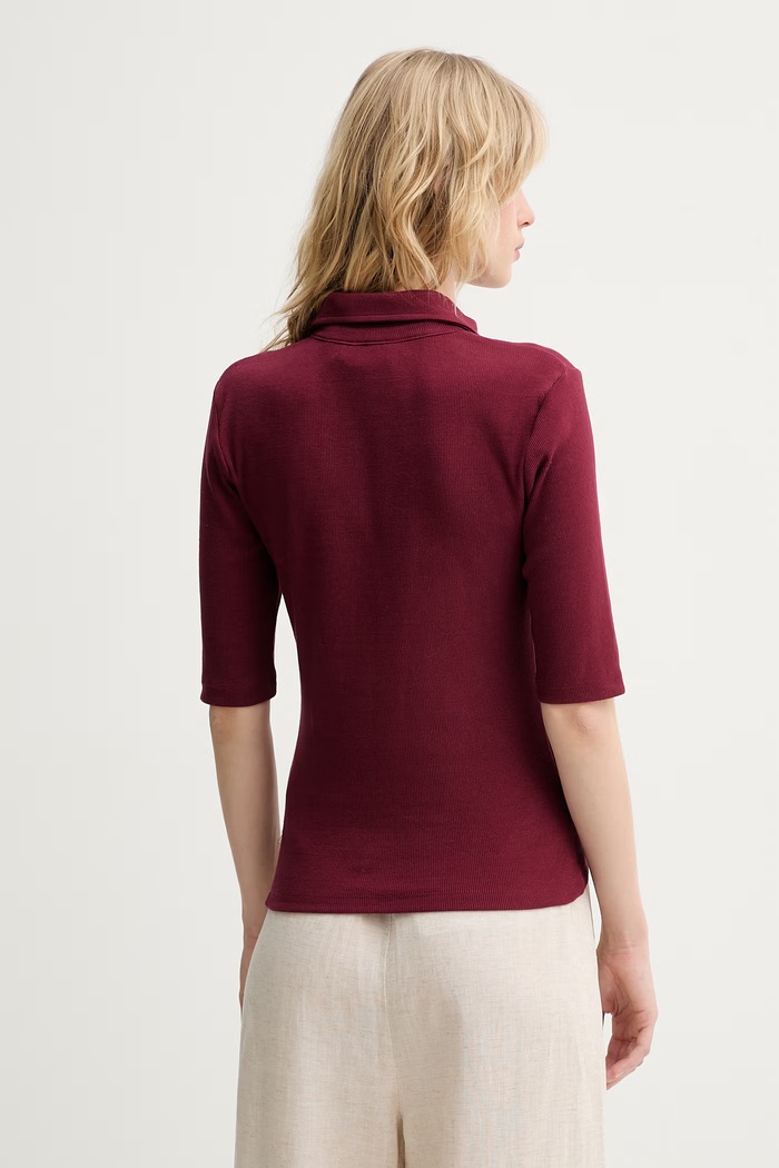 Oblečení Gestuz polo dámské bavlněné s elastanem GZdrew 10910593 burgundské