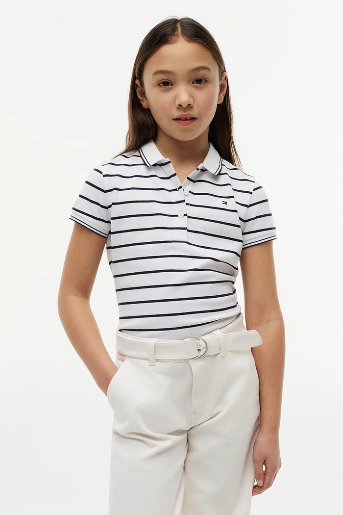 Tommy Hilfiger Polo dziecięce bawełniane z elastanem granatowy KG0KG08556.G
