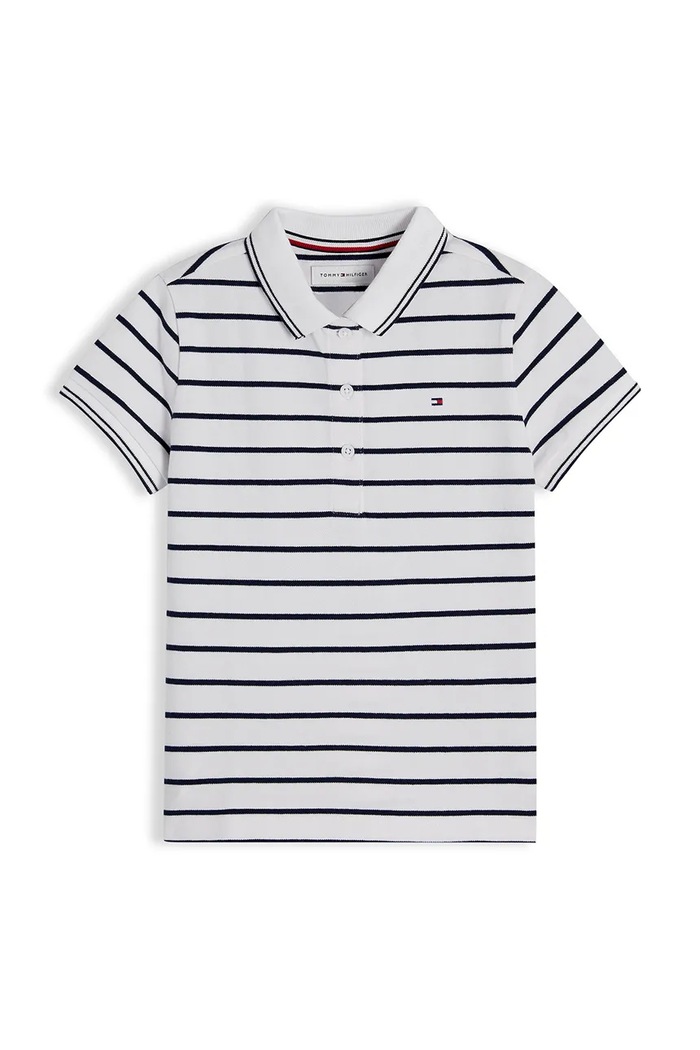 Tommy Hilfiger Polo dziecięce bawełniane z elastanem KG0KG08556.G granatowy AW26
