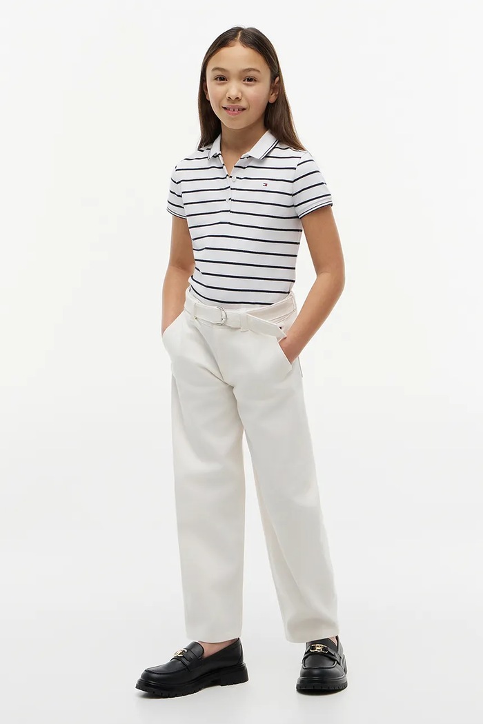 Polo dziecięce bawełniane z elastanem Tommy Hilfiger KG0KG08556.G granatowy